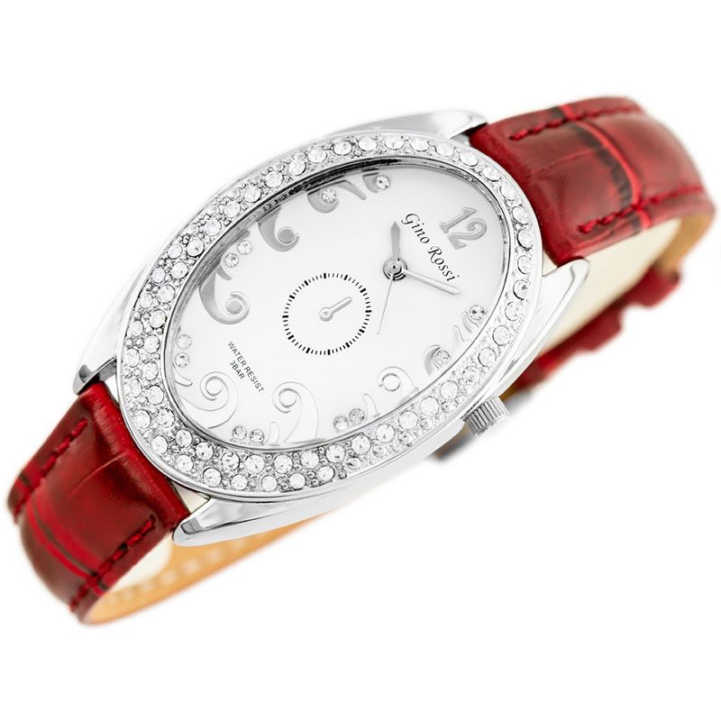 Náramkové hodinky GINO ROSSI - 103A white/silver/red