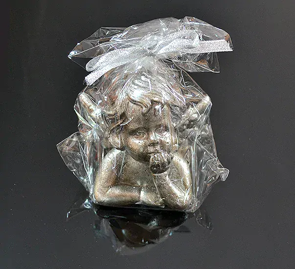 Sviečka Anjel 8,5cm strieborná lesklá