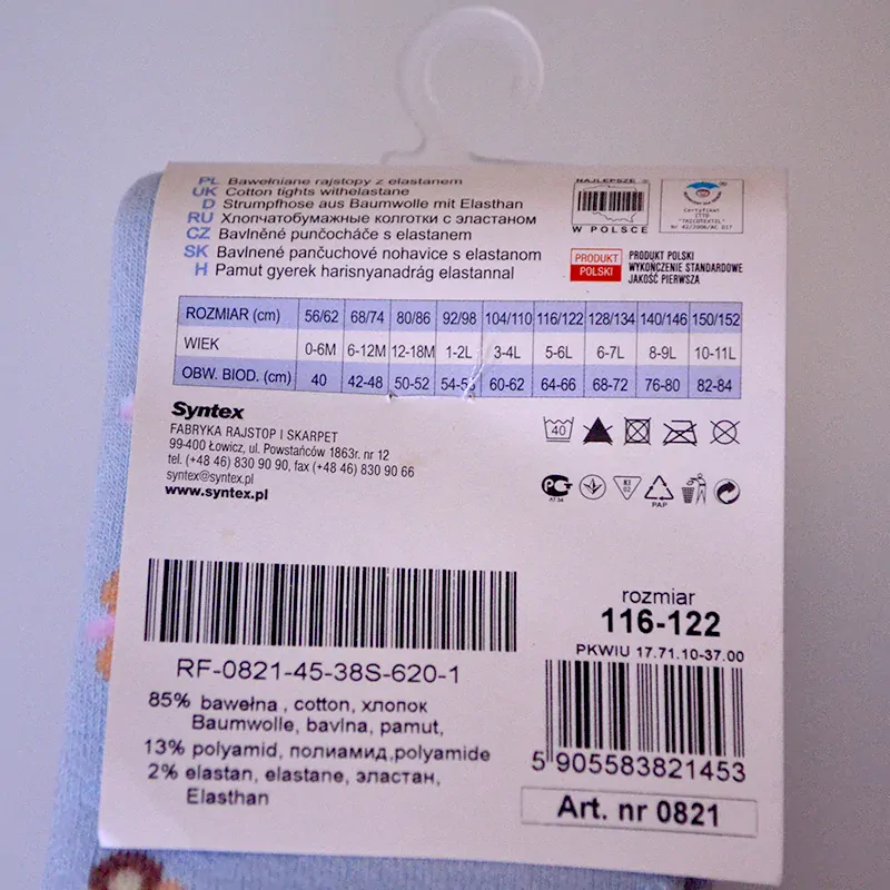 Tuptusie Pančuchy bavlnené hrubé 116-122 - 5-6 rokov