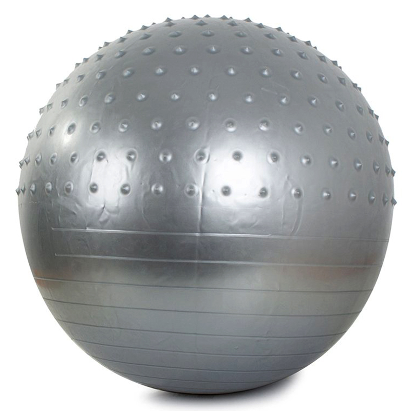Masážna gymnastická lopta 75 cm s pumpou strieborná