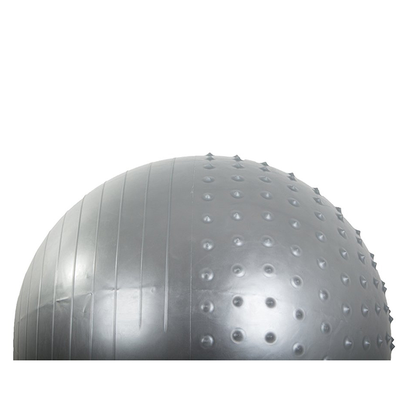 Masážna gymnastická lopta 75 cm s pumpou strieborná