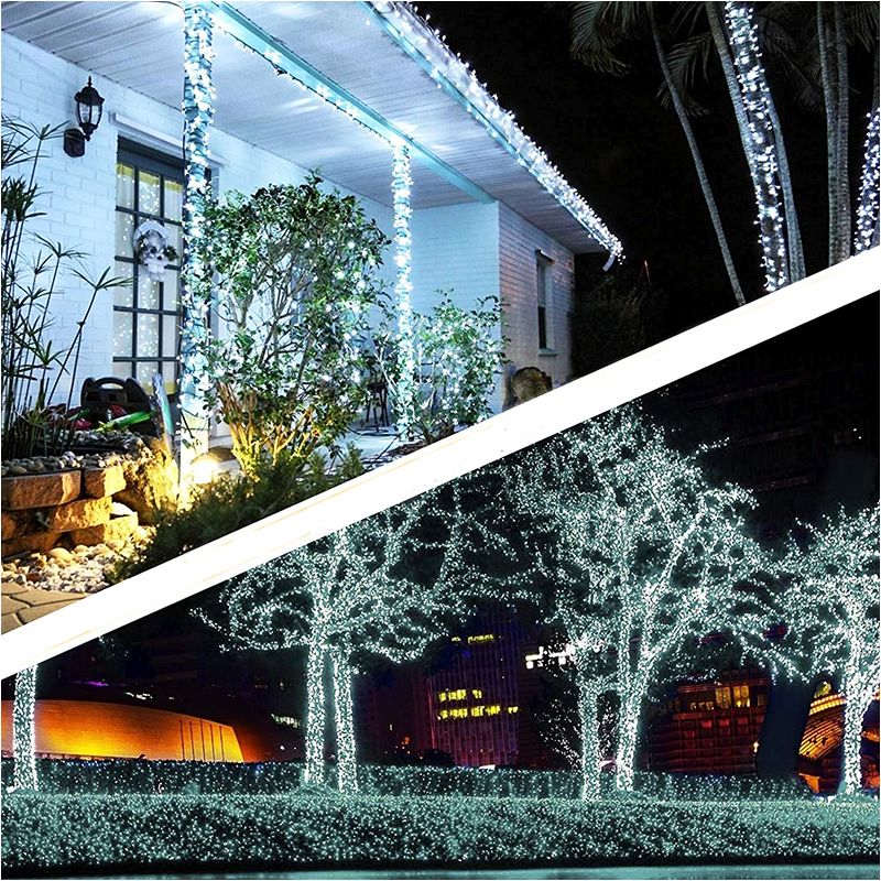 LED Vianočná reťaz 1000 LED 31V studené biele svetlo 103 metrov