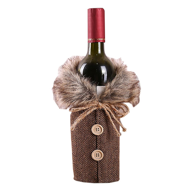 Vianočné "oblečenie" na fľašu - Sveter modrý so sobom