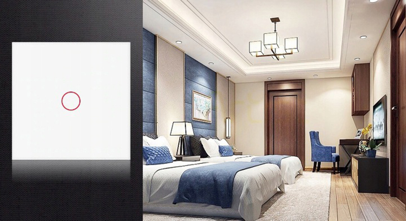 Vypínač dotykový sklenený biely