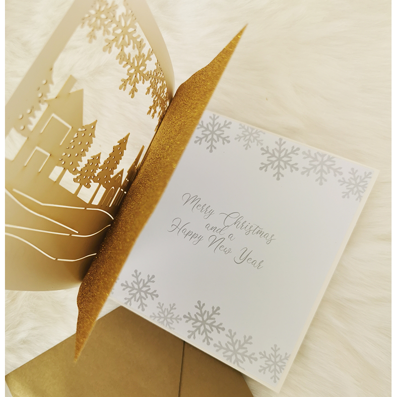 Sada luxusných vianočných 3D pohľadníc s obálkami 5 ks