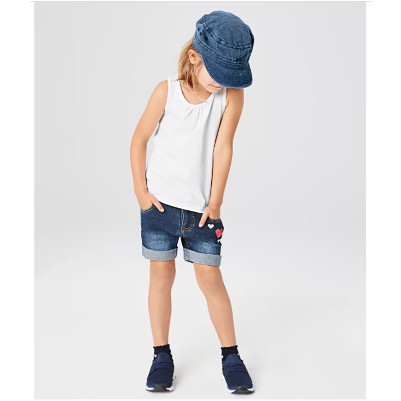 Krátke dievčenské džínsové nohavice s výšivkou č.140