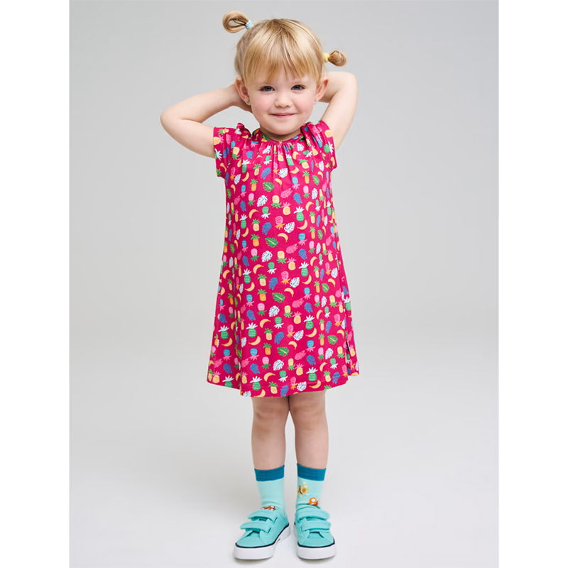 JAKO-O - Dievčenské šaty s celoplošným motívom č.92/98