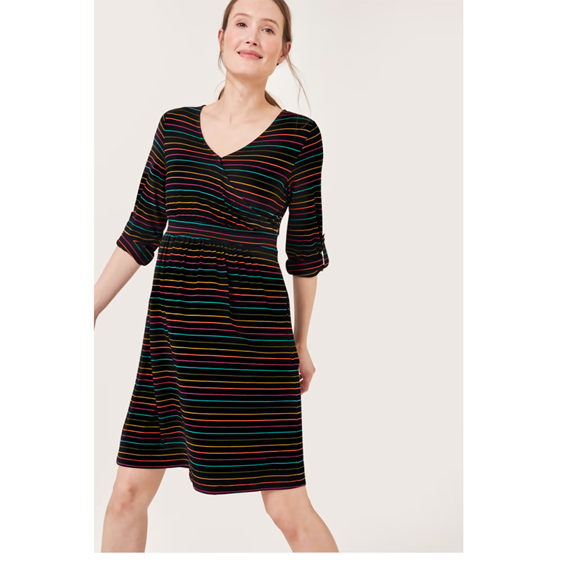 Tehotenské a dojčiace šaty s pruhovaným vzorom a zavinovacím výstrihom č.42