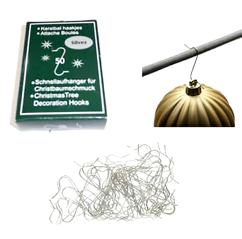 Vianočné háčiky na stromček strieborné 50 ks