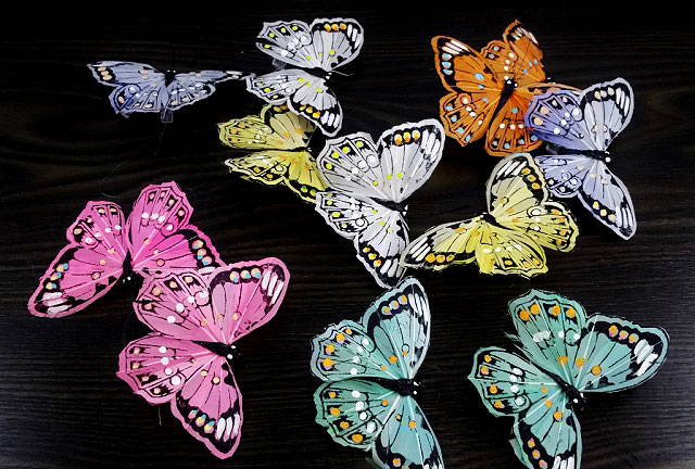 Dekorácia motýle sada troch kusov