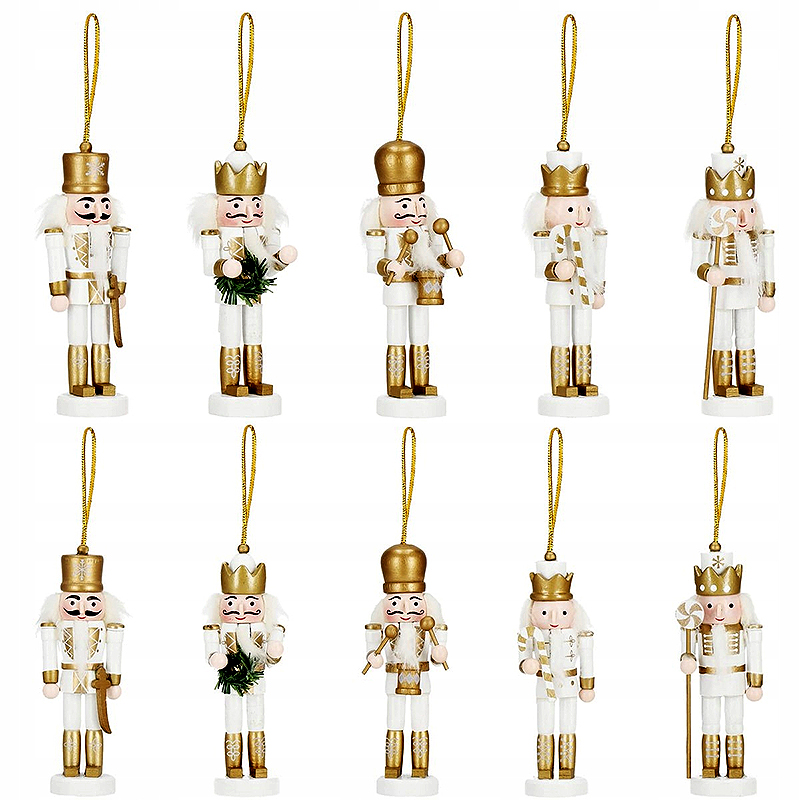 Luskáčik strieborný 12,5 cm - Vianočná drevená figúrka na zavesenie