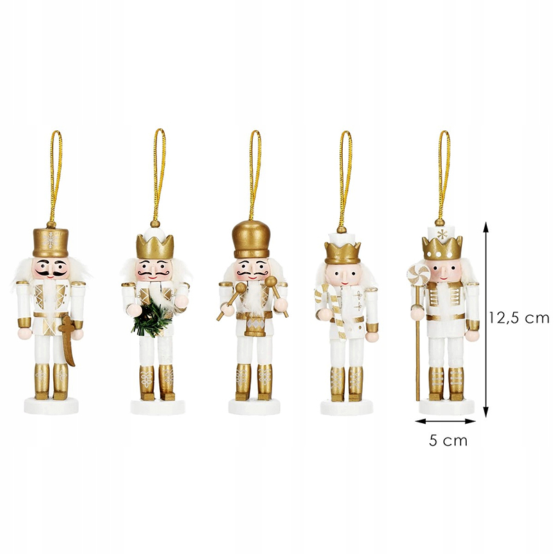 Luskáčik strieborný 12,5 cm - Vianočná drevená figúrka na zavesenie