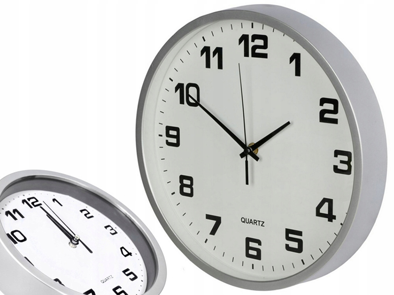 Nástenné hodiny s tichým chodom 25cm strieborné