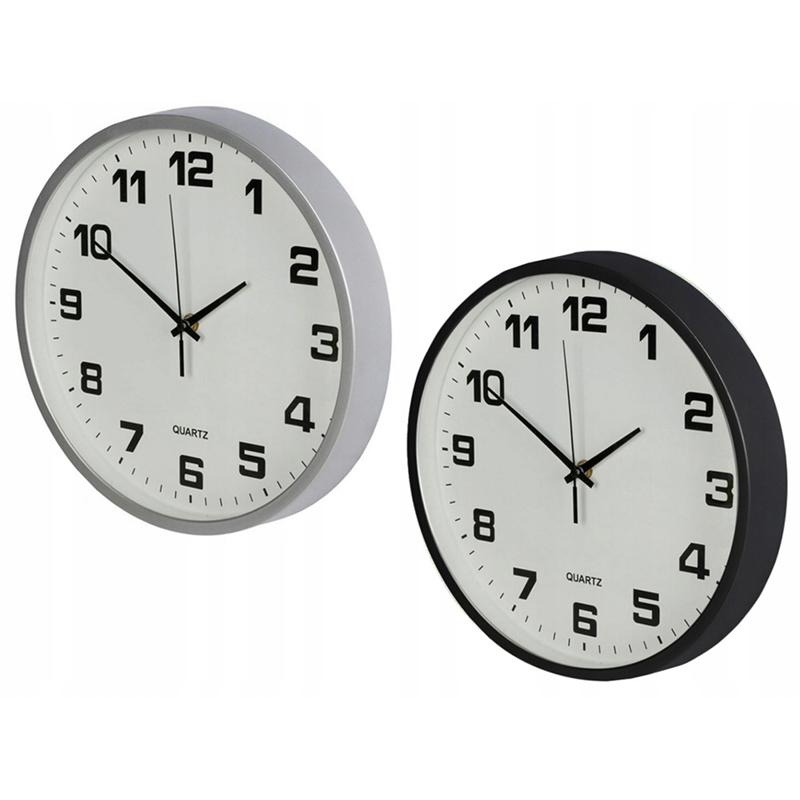 Nástenné hodiny s tichým chodom 25cm strieborné