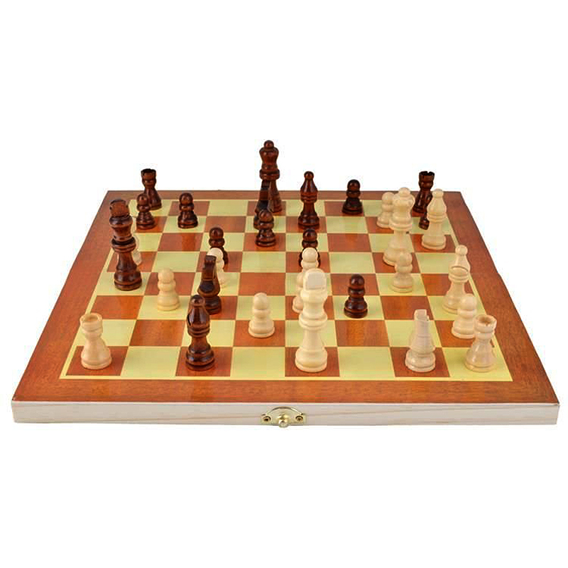 Drevené šachy 23x23cm + backgammon