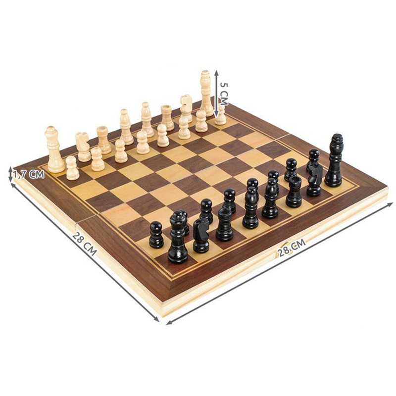 Drevené šachy 23x23cm + backgammon