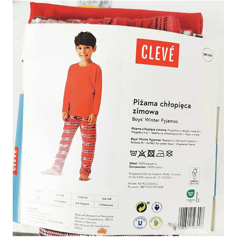 CLEVÉ - Pyžamo zimné chlapčenské červené 98/104