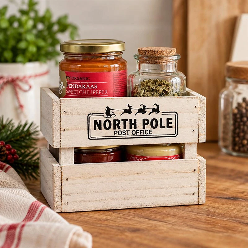 Drevený úložný box NORTH POLE 16,5 × 15,5 × 13 cm