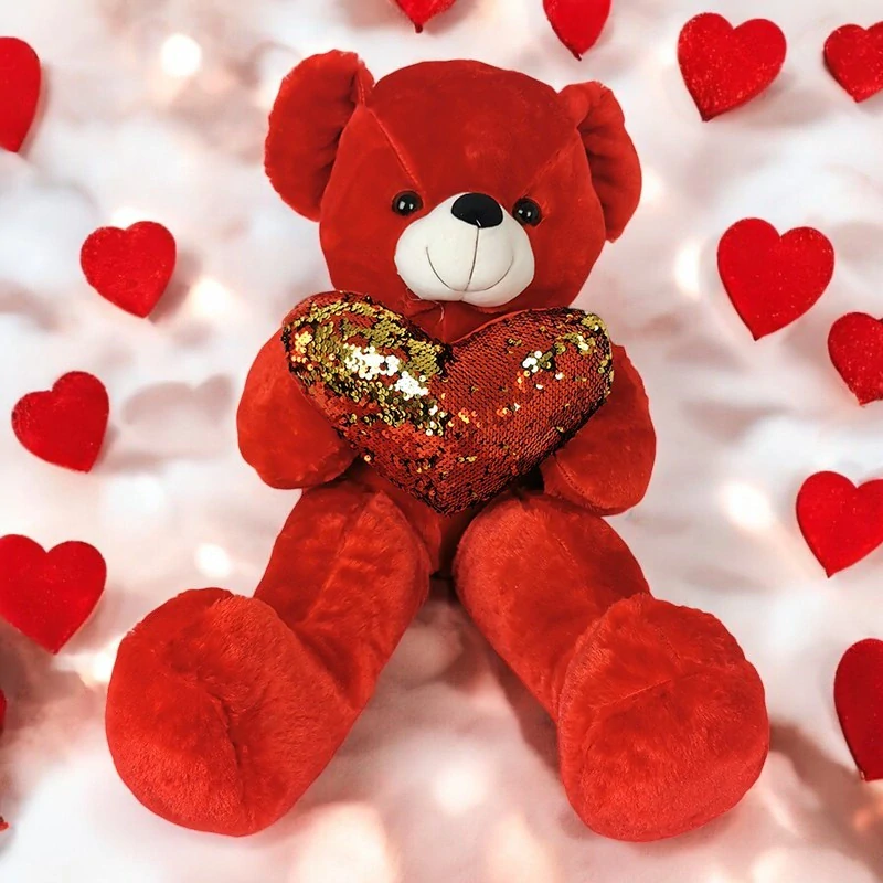 Plyšový medveď so srdcom s trblietkami - 86 cm