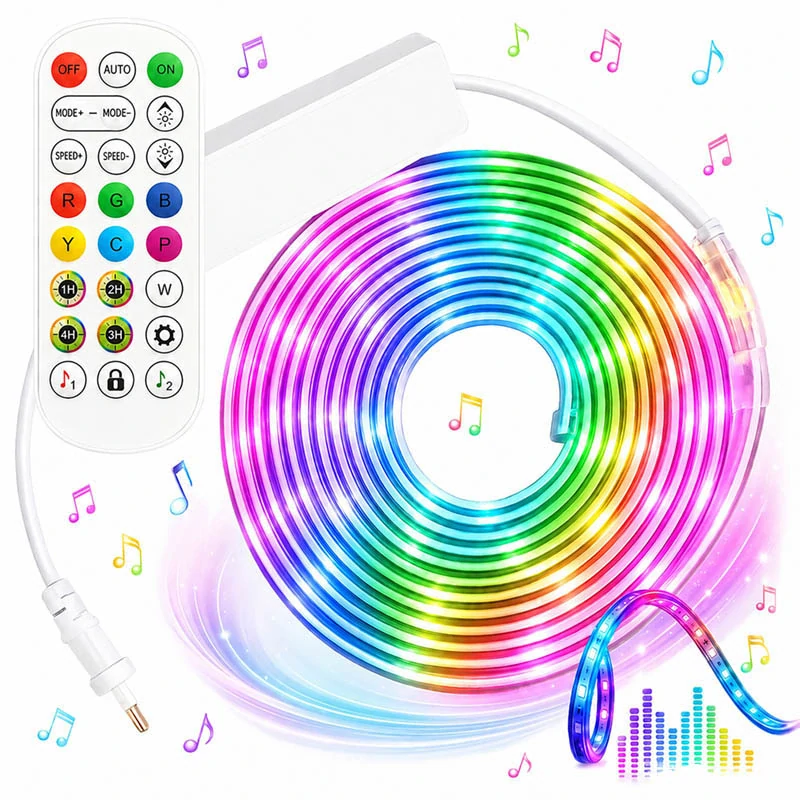 RGB LED neónový pás 10 m s Bluetooth, aplikáciou a diaľkovým ovládaním
