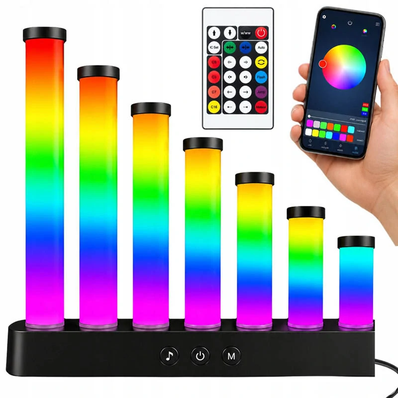 Dekoratívna RGB LED lampa Equalizer s Music Sync, aplikáciou a ovládačom