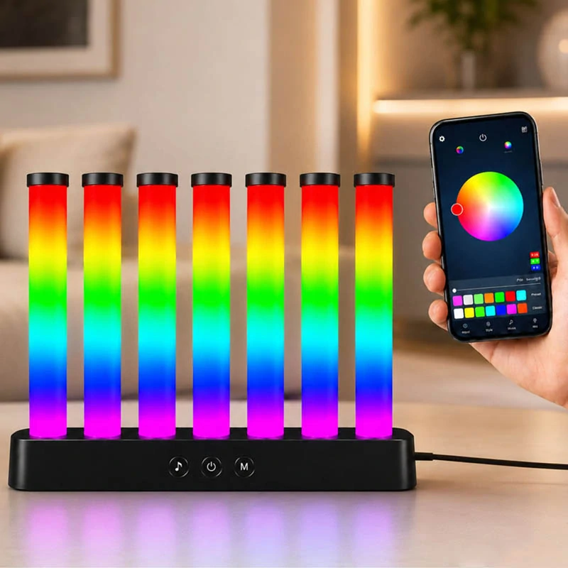 Hudobná RGB LED lampa Equalizer so 7 svetelnými stĺpcami