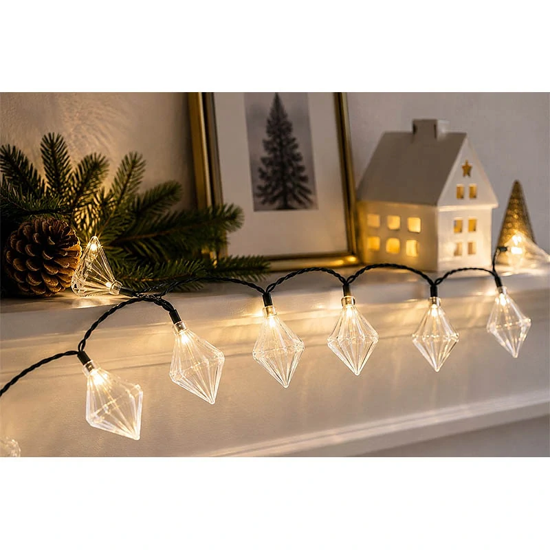 LED svetelná girlanda FSC – 8 svetielok, 140 cm, teplá biela, na batérie
