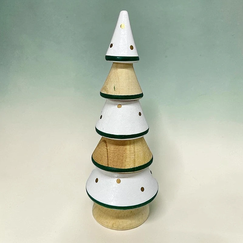 Drevený vianočný stromček bielo-zelený 15 cm