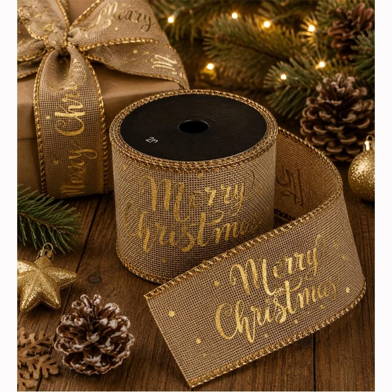 Vianočná dekoratívna stuha Merry Christmas 6,5 cm × 2 m