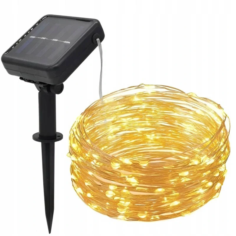 Solárna svetelná reťaz 200 LED – 20 m, teplá biela