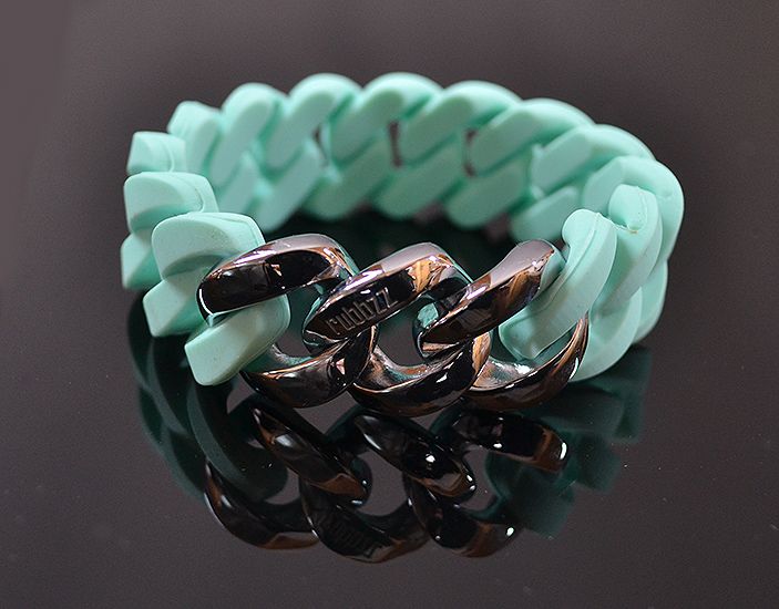 Náramok RUBBZZ CYAN & SILVER