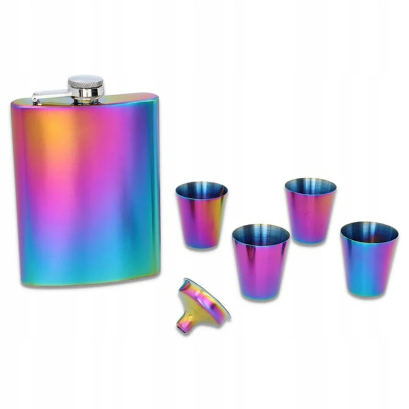 Ploskačka 240ml s pohárikmi v darčekovej sade Rainbow