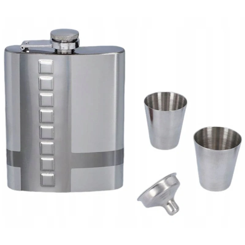 Ploskačka Cross 210ml s lievikom a pohárikmi