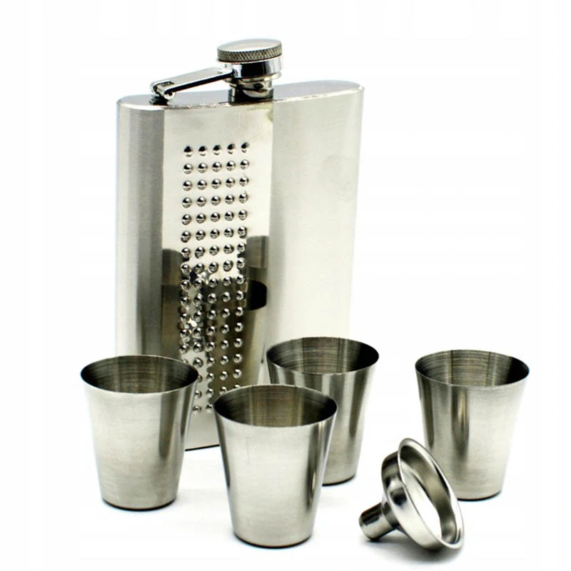 Ploskačka DOTS 240ml s lievikom a pohárikmi