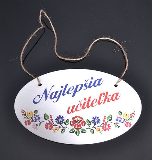 Tabuľka drevená elipsa 18x11cm Najlepšia učiteľka 1