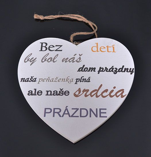 Tabuľka drevená srdce 20cm Bez detí