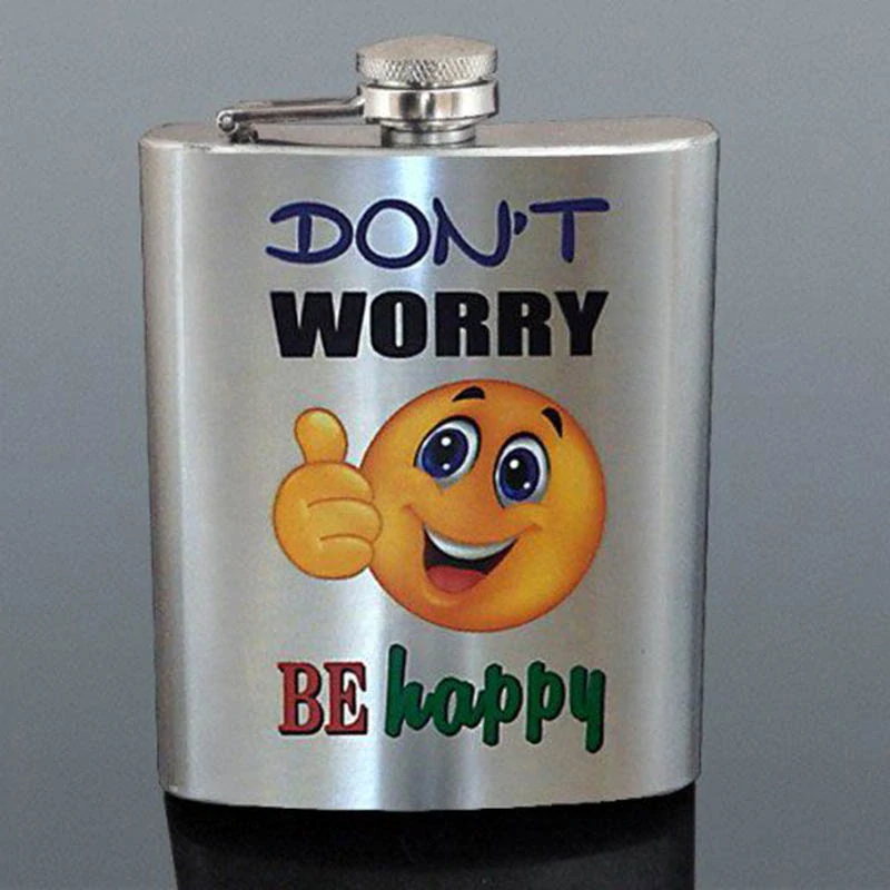 Ploskačka nerezová Don't Worry Be Happy 240ml 