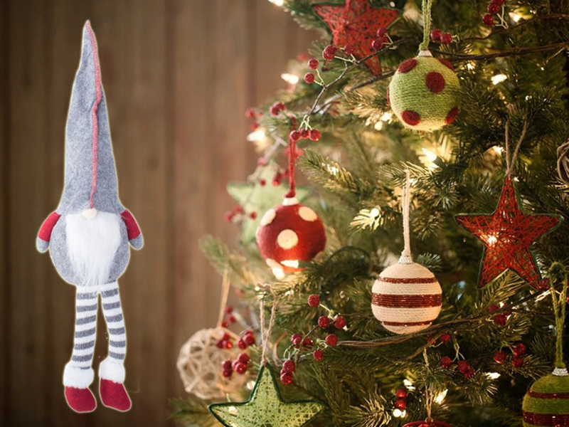 Zelený vianočný škriatok s visiacimi nohami 50cm