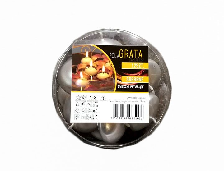 Plávajúce sviečky strieborné 12ks