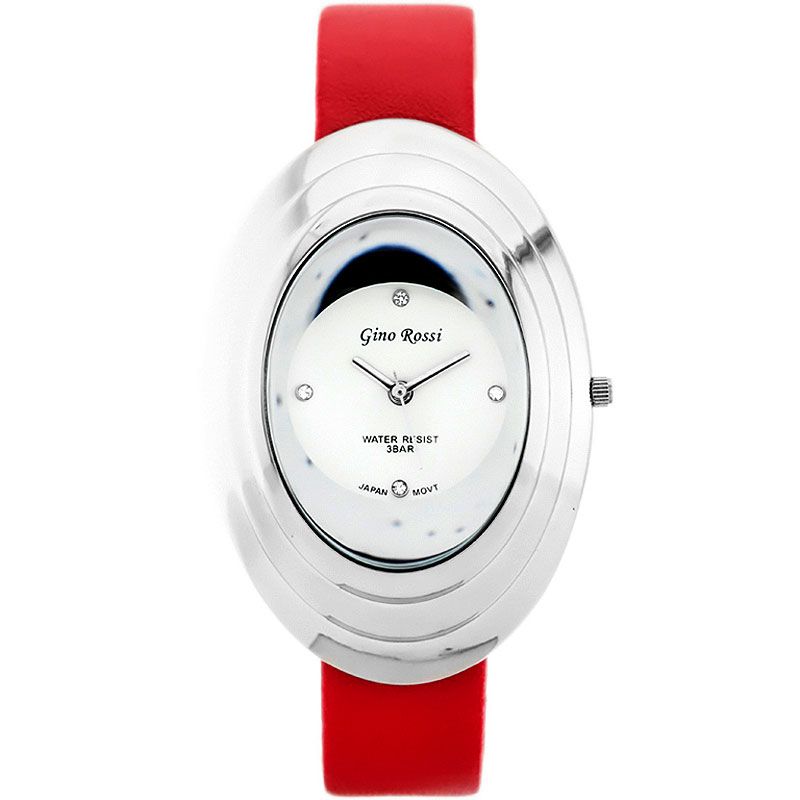 Náramkové hodinky GINO ROSSI - 6490A silver/red