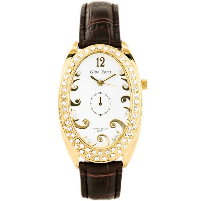 Náramkové hodinky GINO ROSSI - 103A white/gold/brown