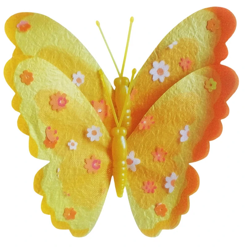 Dekoračné papierové motýle žlté 2ks