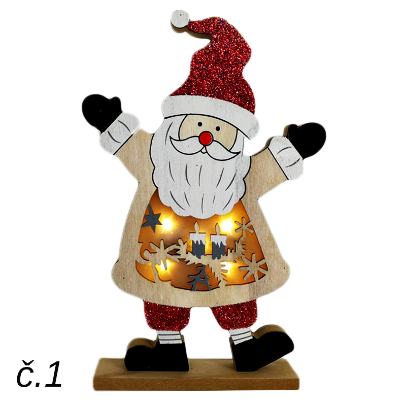 Drevená dekorácia svietiaca LED 29cm