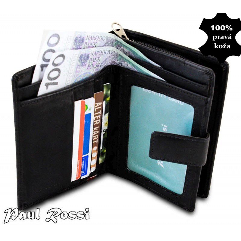 Peňaženka kožená Paul Rossi black/tan