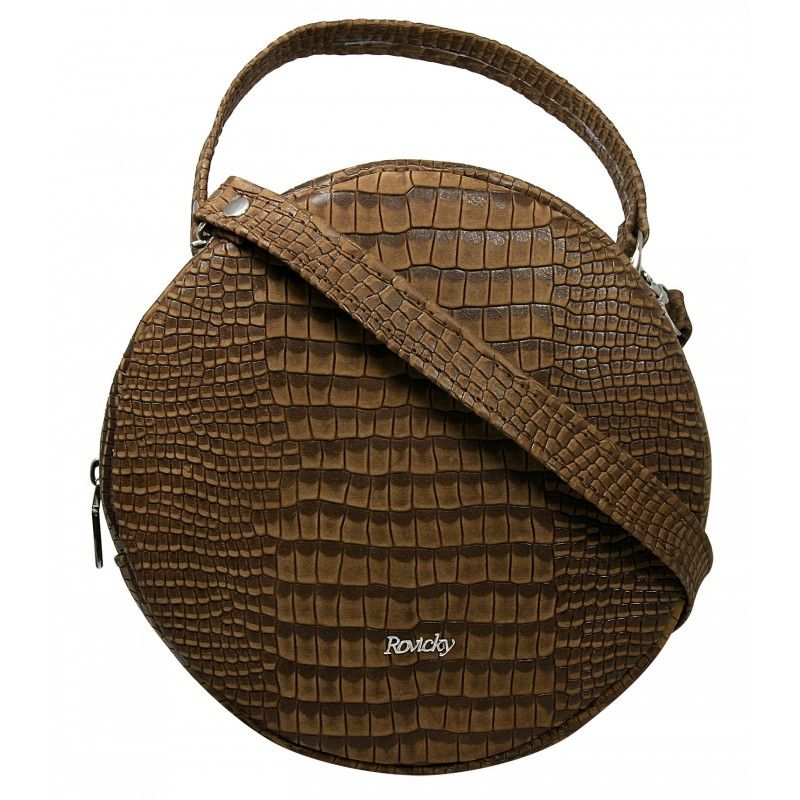 Kabelka kožená Rovicky okrúla Krokodíl brown