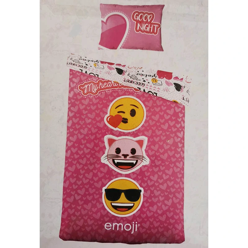 Posteľná bielizeň Emoji My Heart – 140 × 200 cm + 60 × 70 cm, ružová