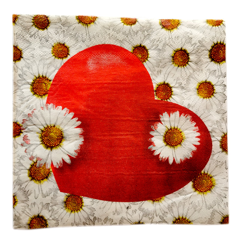 Servítky 32x32cm Srdce a Margaréty