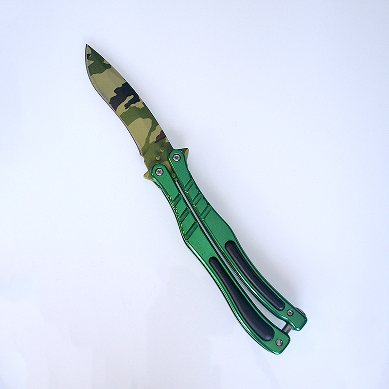 Nôž motýlik Green camouflage 24/10cm