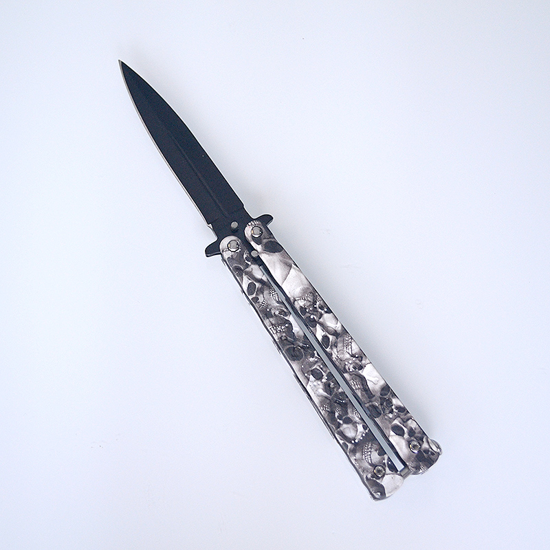 Nôž motýlik SKULL black/white 23/10cm