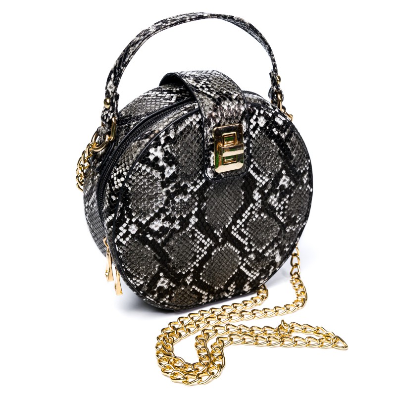 CAVALDI Kabelka kožená okrúla black/white